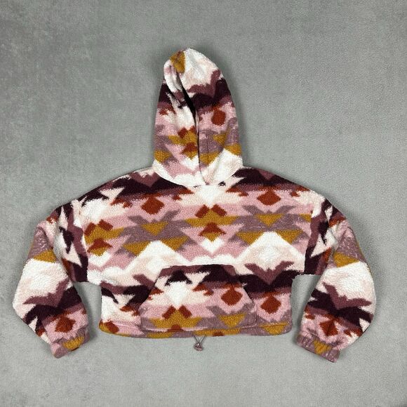 Aeropostale Hoodie Women's Size Medium Fleece Cropped Sweater Sherpa Cozy Aztec - Picture 1 of 9